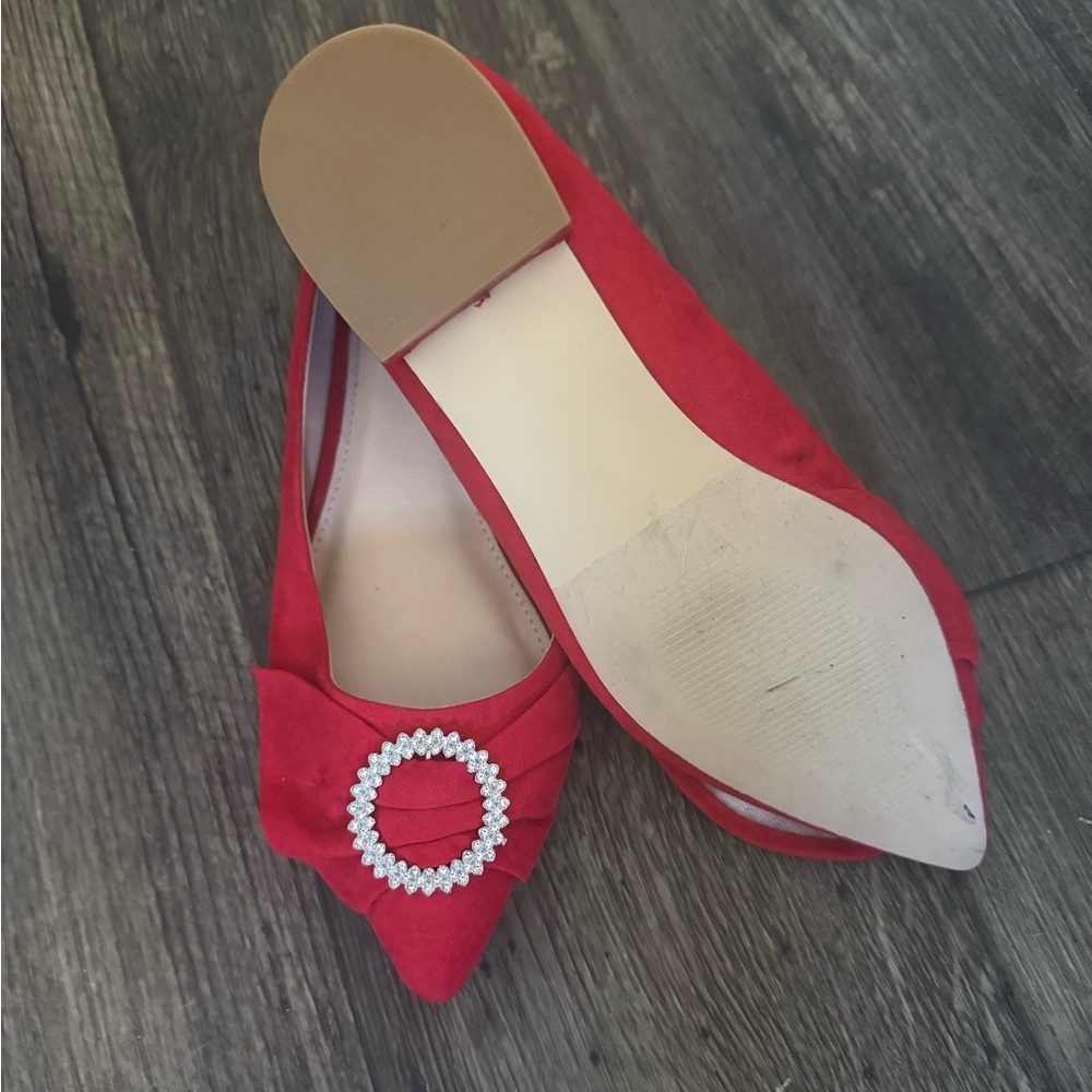 Metaphor Red Flats with Rhinestone Embellishment - Picture 3 of 3